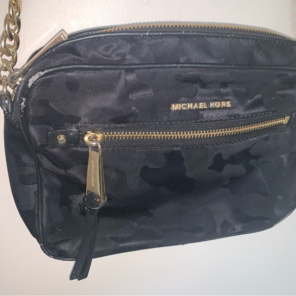 Michael Kors Black and Gold Camo Crossbody Bag - Picture 5 of 13